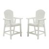 HIPS Bar Chair with Armrest,Patio Bar Chair Set of 2, White