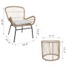 Balcony Furniture, 3 Piece Patio Set, Outdoor Wicker Chairs with Glass Top Table and Soft Cushion, Rattan Front Porch Furniture