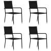 Patio Dining Chairs 4 pcs Poly Rattan Black