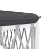 Patio Footstool with Cushion White Woven Fabric