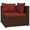 10 Piece Patio Lounge Set with Cushions Poly Rattan Brown