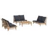 5 Piece Patio Lounge Set with Dark Gray Cushions Bamboo