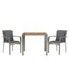3 Piece Patio Dining Set with Cushions Gray Poly Rattan