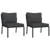 5 Piece Patio Lounge Set with Gray Cushions Steel