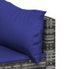 3 Piece Patio Lounge Set with Cushions Gray Poly Rattan