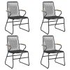 5 Piece Patio Dining Set Black PVC Rattan