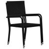 Patio Dining Chairs 4 pcs Poly Rattan Black