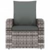 Patio Reclining Chair with Cushions Gray Poly Rattan
