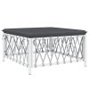 Patio Footstool with Cushion White Woven Fabric