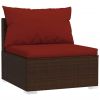 10 Piece Patio Lounge Set with Cushions Poly Rattan Brown