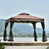 TOPMAX 9.8Ft. Wx9.8Ft.L Outdoor Iron Vented Dome Top Patio Gazebo with Netting for Backyard, Poolside and Deck, Brown