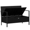 2-Seater Patio Bench with Cushions Black Poly Rattan