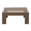 Patio Indoor Outdoor Aluminum Ottoman Footstool with Cushion, Wood Grained/Cast Silver