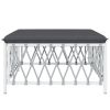 Patio Footstool with Cushion White Woven Fabric