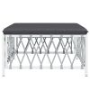 Patio Footstool with Cushion White Woven Fabric