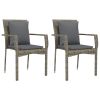 3 Piece Patio Dining Set with Cushions Gray Poly Rattan