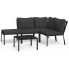 5 Piece Patio Lounge Set with Gray Cushions Steel