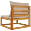 2 Piece Patio Sofa Set with Cushions Solid Wood Acacia