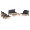 5 Piece Patio Lounge Set with Dark Gray Cushions Bamboo