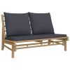 5 Piece Patio Lounge Set with Dark Gray Cushions Bamboo