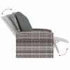 Patio Reclining Chair with Cushions Gray Poly Rattan