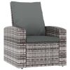Patio Reclining Chair with Cushions Gray Poly Rattan