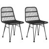 3 Piece Patio Dining Set Black Poly Rattan