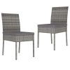 3 Piece Patio Dining Set Poly Rattan Gray