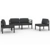 4 Piece Patio Lounge Set with Cushions Aluminum Anthracite