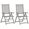 Patio Reclining Chairs 2 pcs with Cushions Solid Acacia Wood