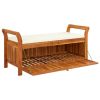 Patio Storage Bench with Cushion 49.6" Solid Wood Acacia
