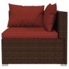 10 Piece Patio Lounge Set with Cushions Poly Rattan Brown
