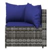 3 Piece Patio Lounge Set with Cushions Gray Poly Rattan