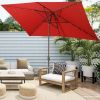 10ft Patio Umbrella with Solar Lights - 30 LED Rectangular Tilt Umbrella Aluminum Pole