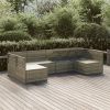 6 Piece Patio Lounge Set with Cushions Gray Poly Rattan