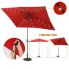 10ft Patio Umbrella with Solar Lights - 30 LED Rectangular Tilt Umbrella Aluminum Pole