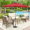 10ft Patio Umbrella with Solar Lights - 30 LED Rectangular Tilt Umbrella Aluminum Pole
