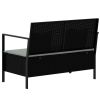 2-Seater Patio Bench with Cushions Black Poly Rattan