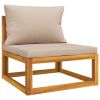 6 Piece Patio Lounge Set with Taupe Cushions Solid Wood