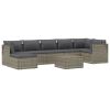 8 Piece Patio Lounge Set with Cushions Gray Poly Rattan