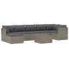 8 Piece Patio Lounge Set with Cushions Gray Poly Rattan