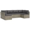 6 Piece Patio Lounge Set with Cushions Gray Poly Rattan
