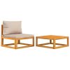 2 Piece Patio Sofa Set with Cushions Solid Wood Acacia
