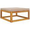 Patio Footrest with Taupe Cushion Solid Wood Acacia