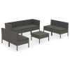8 Piece Patio Lounge Set with Cushions Poly Rattan Gray