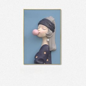 Blowing Bubbles Cute Decorative Girl's Room Bedhead Hanging Painting (Option: D-90 X130cm With Frame)