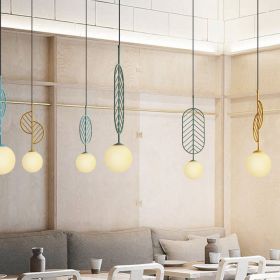 Simple Bar Restaurant Study Cafe Macaron Leaf Chandelier (Option: Round yellow-Belt bulb)