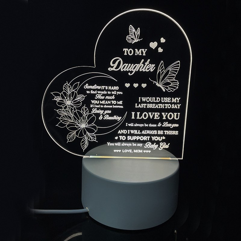 Creative 3D Night Heart Shaped Blessing Language USB Small Table Lamp Creative 3D Night Heart Shaped Blessing Language USB Small Table Lamp
