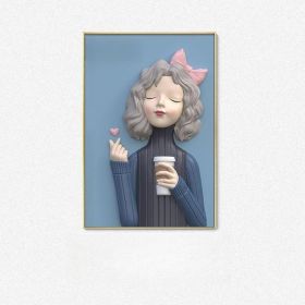 Blowing Bubbles Cute Decorative Girl's Room Bedhead Hanging Painting (Option: B-90 X130cm With Frame)