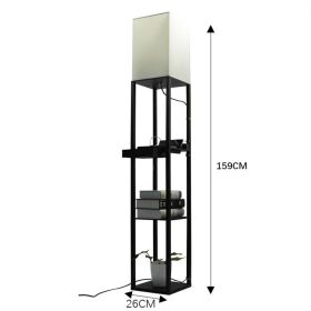 Living Room Multifunctional Charging Shelf Floor Lamp (Option: Black-Tricolor dimming-US)